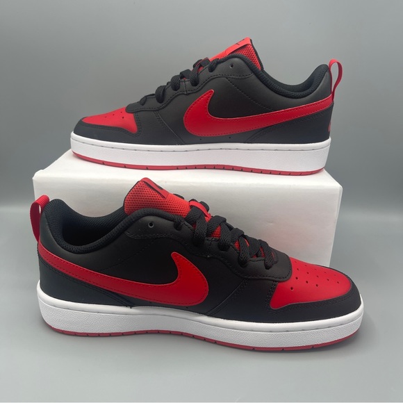 Nike Court Borough Low 2 Big Girl' Shoes/color Black/White/University Red - Picture 3 of 17